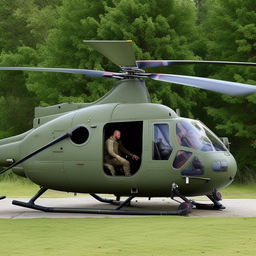 full length Rambo-style helicopter with gunner door open