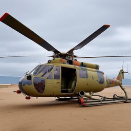 full length Rambo-style helicopter with gunner door open