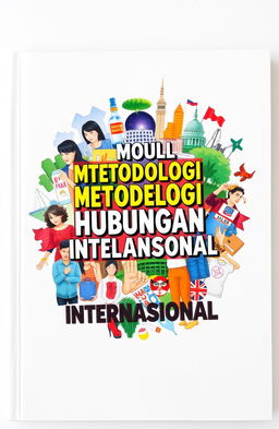 A vibrant and thought-provoking cover design for an International Relations methodology module, measuring 210 x 297 millimeters