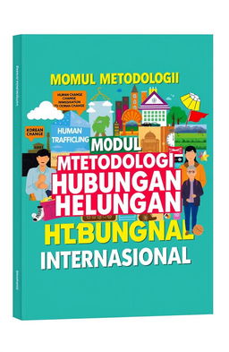 A vibrant and thought-provoking cover design for an International Relations methodology module, measuring 210 x 297 millimeters