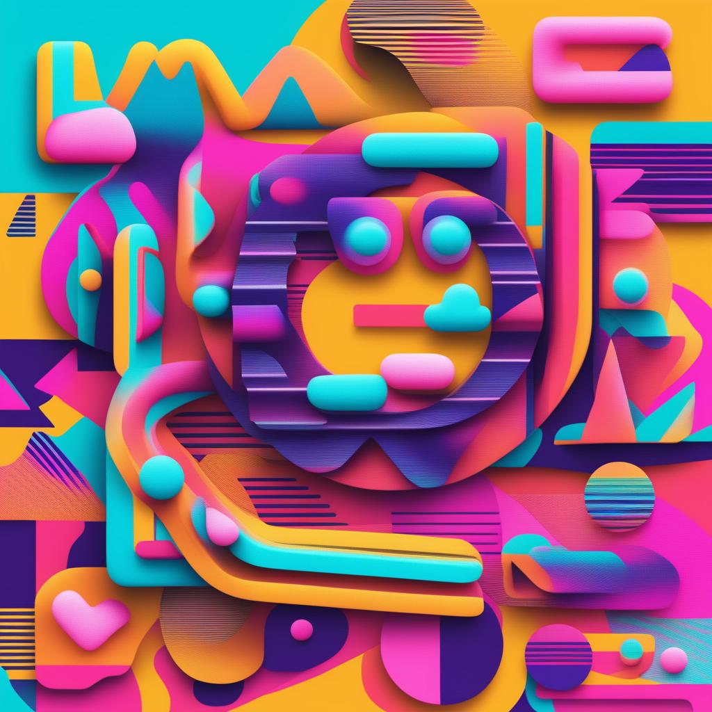 A high-quality digital art piece featuring the word 'Ligma' in bold, vibrant letters, set against a background of abstract shapes and patterns in neon colors