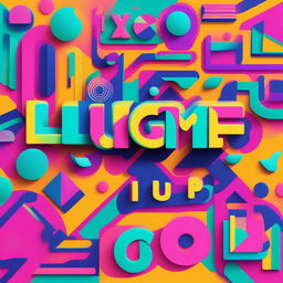 A high-quality digital art piece featuring the word 'Ligma' in bold, vibrant letters, set against a background of abstract shapes and patterns in neon colors