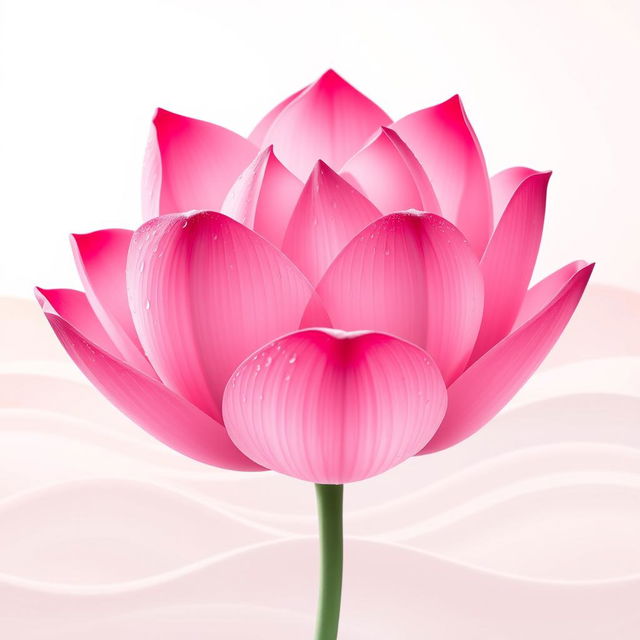 A close-up illustration of a stylized, vibrant pink flower, reminiscent of a lotus or a rose, with soft petals overlapping delicately