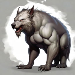 A high-quality digital art piece depicting a Worg from the Dungeons and Dragons universe, displaying an unusual affection for humans