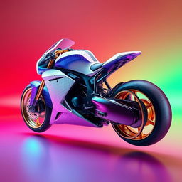 A 3D rendering of a futuristic motorcycle with a stunningly unique design