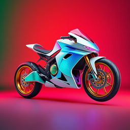 A 3D rendering of a futuristic motorcycle with a stunningly unique design