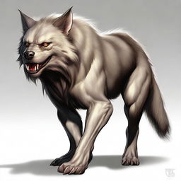 A high-quality, realistic digital art representation of a friendly and endearing Worg from the Dungeons and Dragons universe