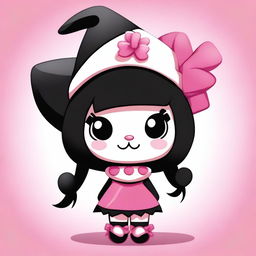 An adorable digital art illustration of Kuromi, a popular character from the Hello Kitty franchise