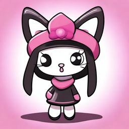 An adorable digital art illustration of Kuromi, a popular character from the Hello Kitty franchise