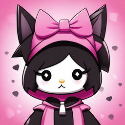 An adorable digital art illustration of Kuromi, a popular character from the Hello Kitty franchise