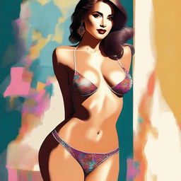 A tastefully rendered digital art piece featuring a woman in stylish and suggestive underclothes