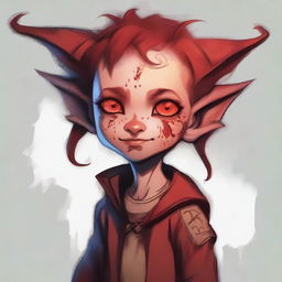 A high-quality digital art piece featuring a cute, 5-year-old tiefling girl