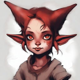 A high-quality digital art piece featuring a cute, 5-year-old tiefling girl