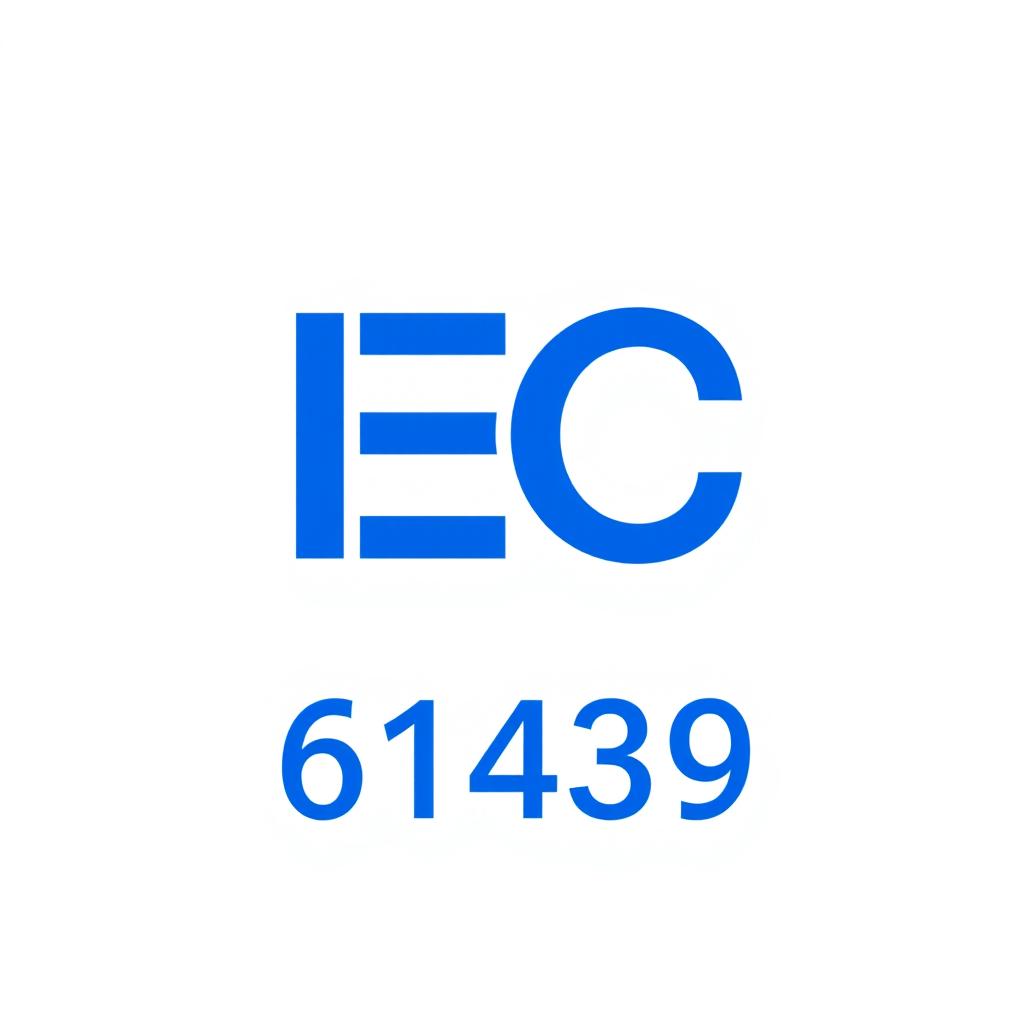 A simple and elegant logo design titled 'IEC 61439', representing a standard