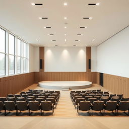 A beautiful minimalist small auditorium design for a 12 square meter space
