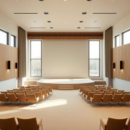 A beautiful minimalist small auditorium design for a 12 square meter space