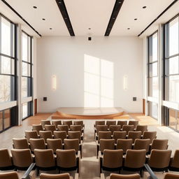 A beautiful minimalist small auditorium design for a 12 square meter space