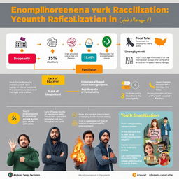 An analytical infographic illustrating the connection between unemployment and youth radicalization in Pakistan