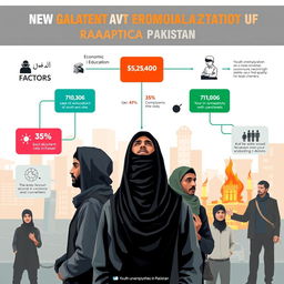 An analytical infographic illustrating the connection between unemployment and youth radicalization in Pakistan