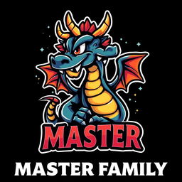A cool dragon mascot logo, featuring a fierce yet playful dragon character, with vibrant scales and striking eyes