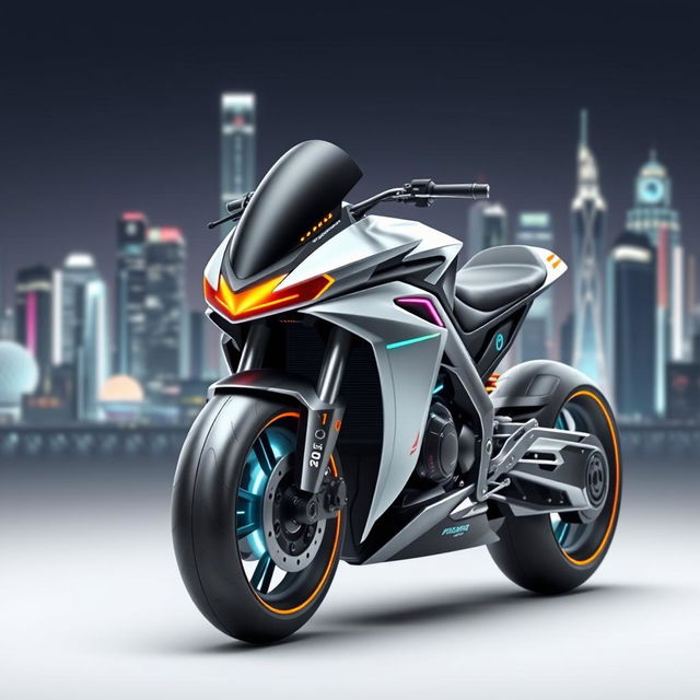 A futuristic motorbike designed for the year 2045, inspired by fighter jets