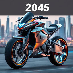 A futuristic motorbike designed for the year 2045, inspired by fighter jets
