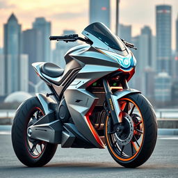 A futuristic motorbike designed for the year 2045, inspired by fighter jets