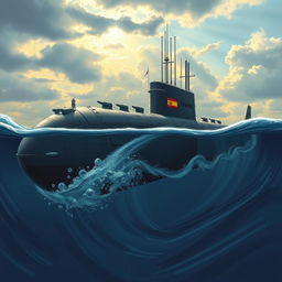 A detailed illustration of a Spanish submarine from World War II, showcasing its sleek design and unique features