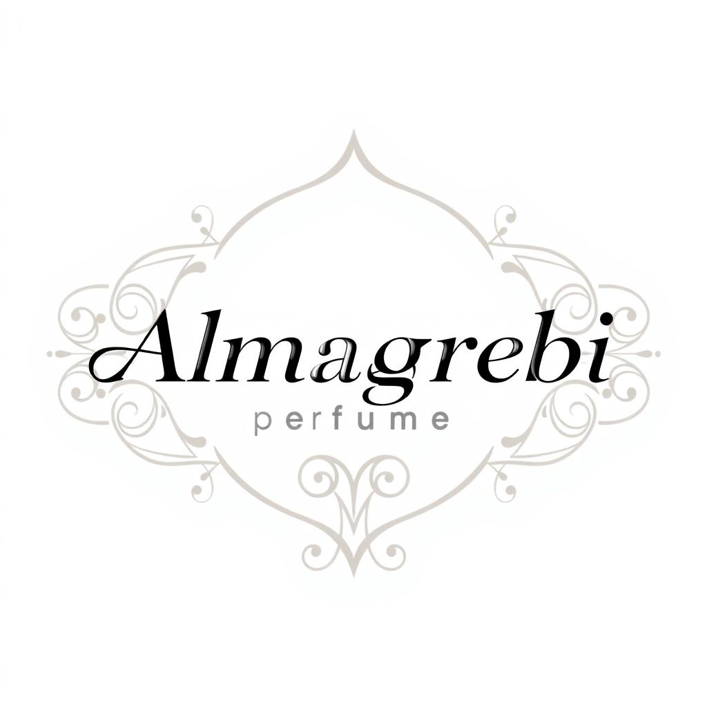 A modern logo design for 'Almagrebi Perfume', featuring sleek and stylish typography