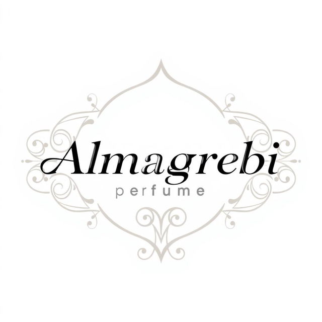 A modern logo design for 'Almagrebi Perfume', featuring sleek and stylish typography