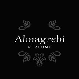 A modern logo design for 'Almagrebi Perfume', featuring sleek and stylish typography