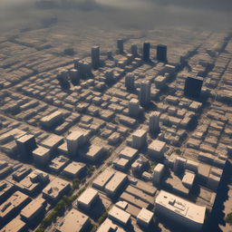 A high-quality digital rendering of an aerial view of the city of Los Santos