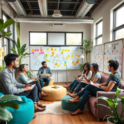 A creative think tank room filled with inspiring elements