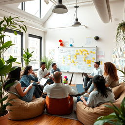 A creative think tank room filled with inspiring elements