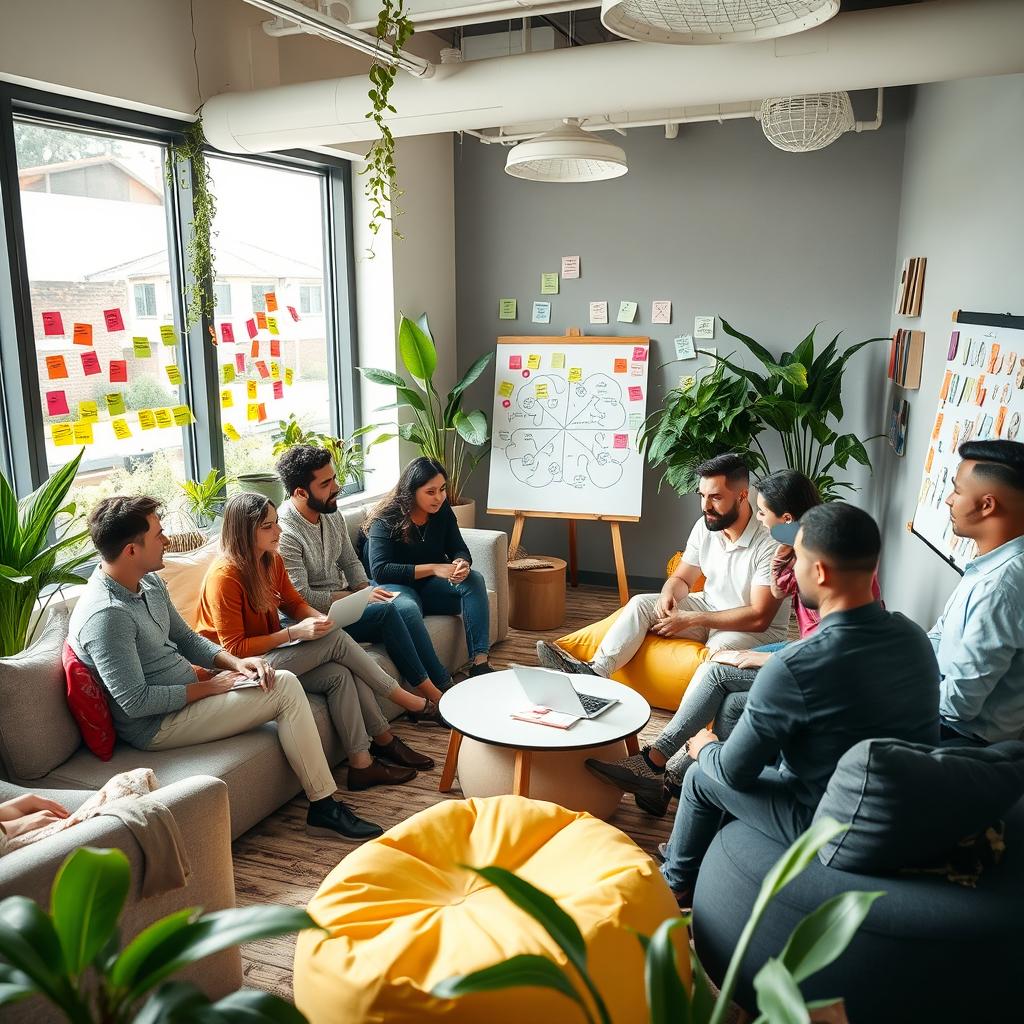 A creative think tank room filled with inspiring elements