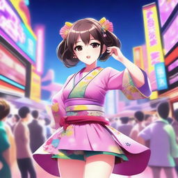 A digital art image depicting a Japanese idol