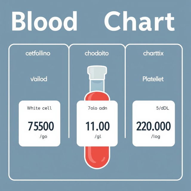 An illustration of a medical examination chart showing blood test results