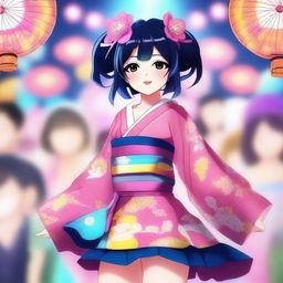 A digital art image depicting a Japanese idol