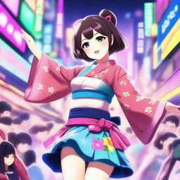 A digital art image depicting a Japanese idol