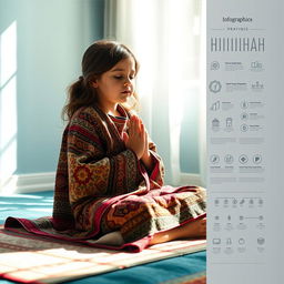 A young girl in a serene setting, deeply focused and peacefully praying