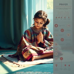 A young girl in a serene setting, deeply focused and peacefully praying