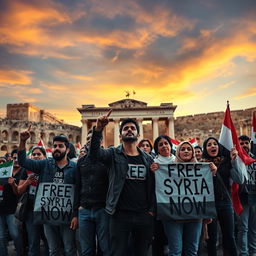 A powerful and emotional image representing the cry for freedom in Syria