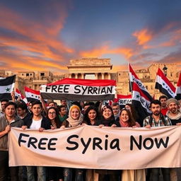 A powerful and emotional image representing the cry for freedom in Syria