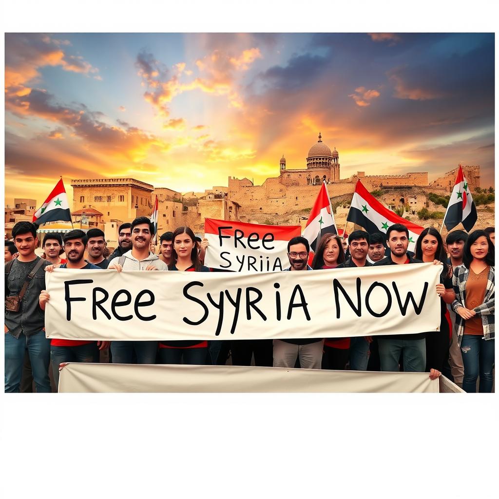 A powerful and emotional image representing the cry for freedom in Syria