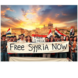 A powerful and emotional image representing the cry for freedom in Syria