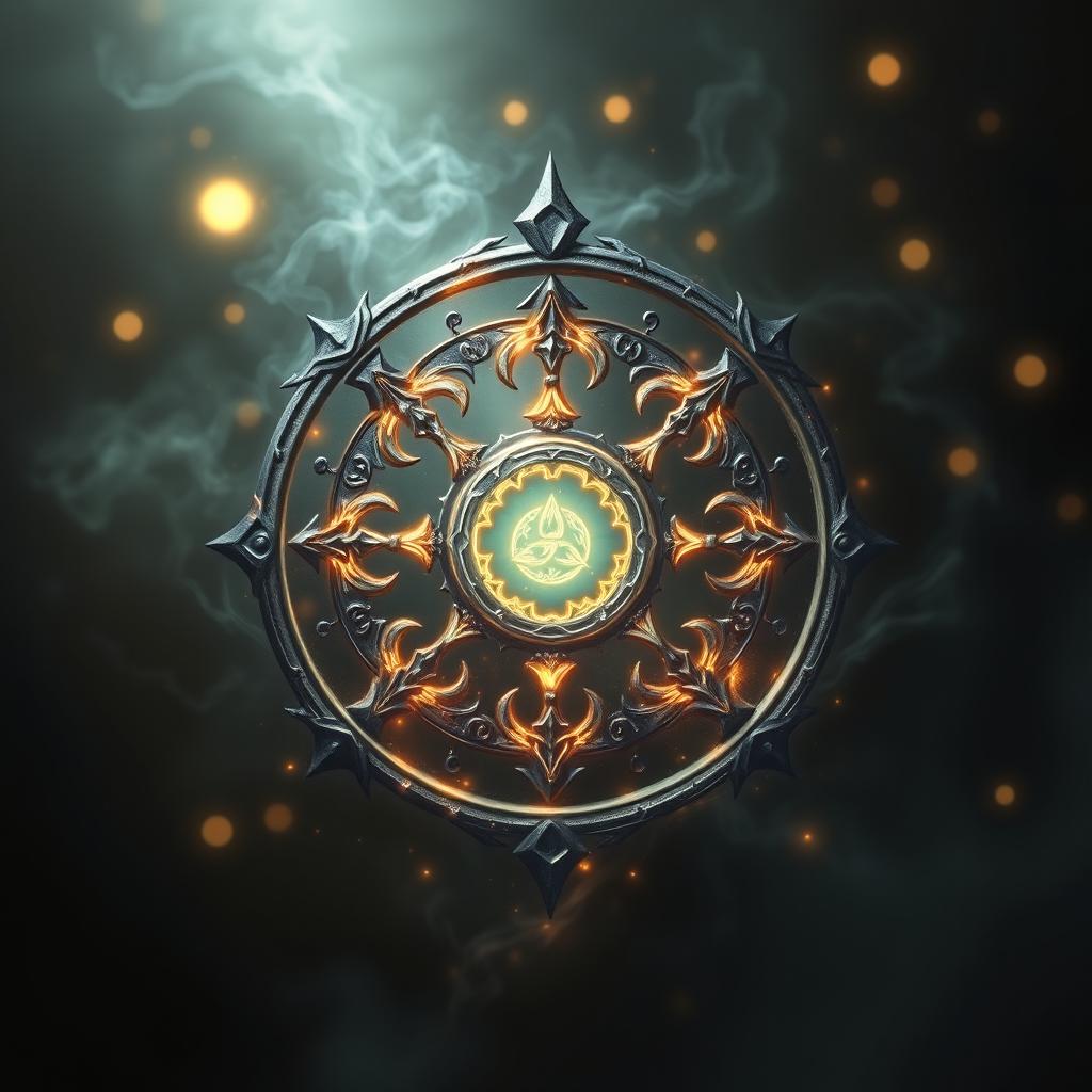 An intricate and mystical depiction of a Dungeons & Dragons absorption rune, featuring a swirling design that blends ancient symbols and glowing magical elements