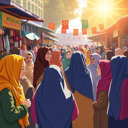 An inspiring scene illustrating the positive impact of hijab in society
