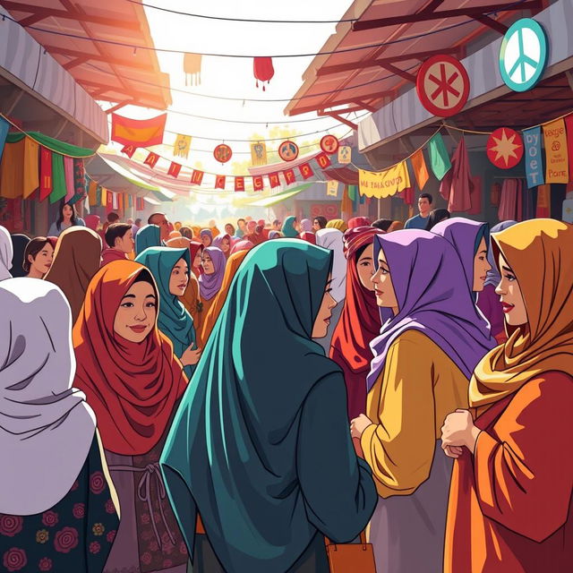 An inspiring scene illustrating the positive impact of hijab in society