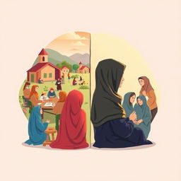 A thought-provoking illustration showcasing the positive impact of hijab in society