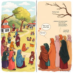 A thought-provoking illustration showcasing the positive impact of hijab in society